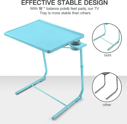 Adjustable TV Tray Table Azure With 6 Height 3 Tilt Angles