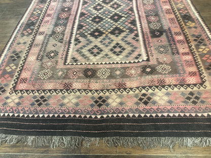 Persian Kurdish Kilim Rug 8x10, Large Flatweave Tribal Bohemian Rug, Vintage Zarand Kilim