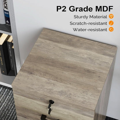 Rolling File Cabinet With Lock And Two Drawers For Letter Files