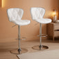 Bar Stools Set Of 2 White PU Leather Adjustable Swivel