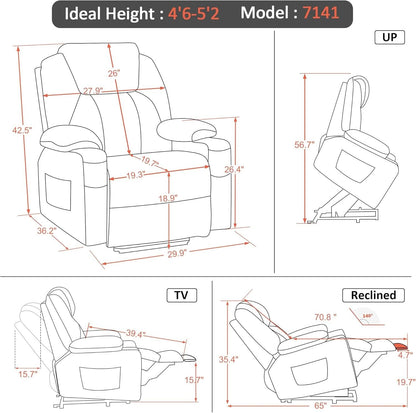 Petite Power Lift Recliner With Massage And Heat USB Ports