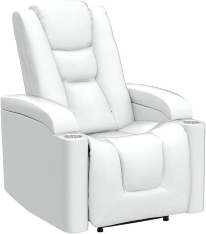 Cream White Power Recliner Chair With USB Ports And Hidden Storage
