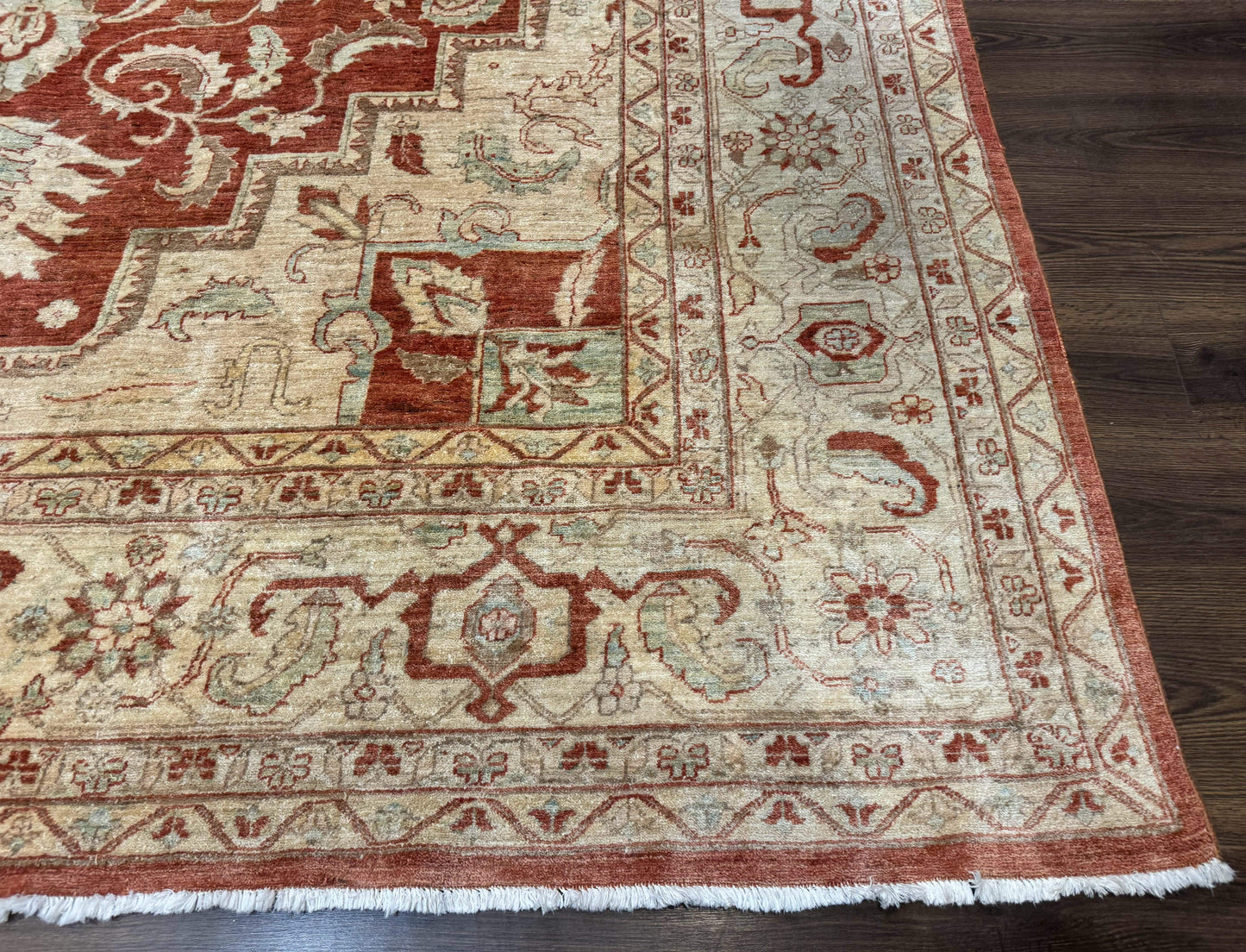 Turkish Heriz Serapi Rug 9x13, Geometric Medallion