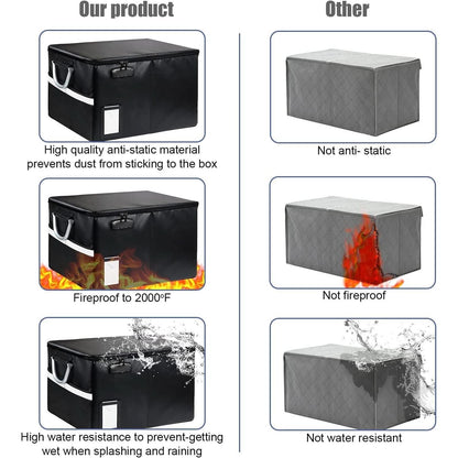 Portable Fireproof Document Storage Box 16.1x12.9x11 Inches
