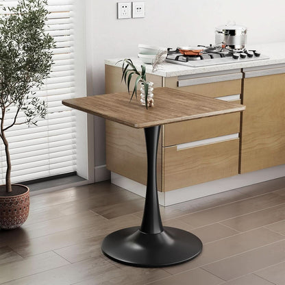 Walnut Finish Tulip Contemporary Dining Table For Two