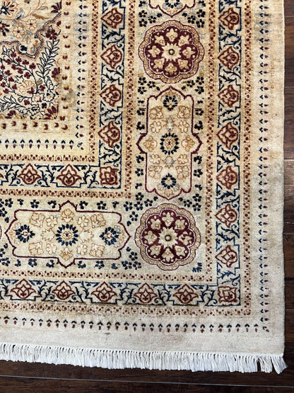 Pak Persian Rug 9x11, Very Fine Hand Knotted Oriental Carpet, Haji Jalili Design, Ivory/Cream, Wool Handmade Room Sized Rug 9 x 11 ft, Nice