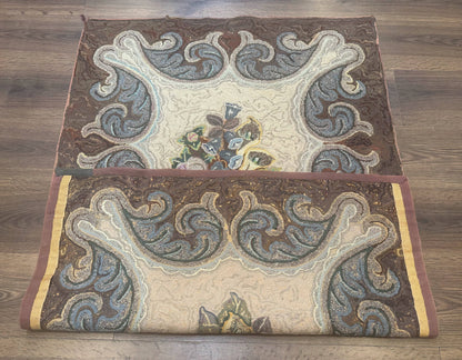 Antique American Hooked Rug 3 x 4.6, Vintage, Floral