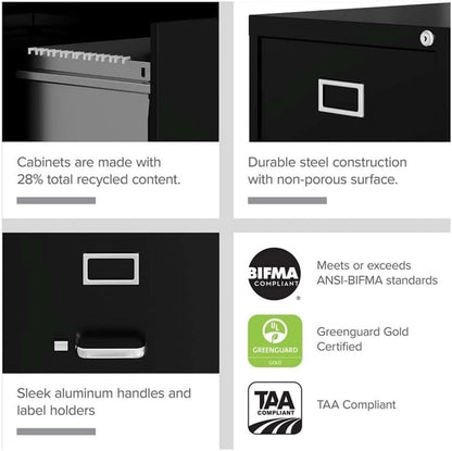 4 Drawer Vertical File Cabinet With Lock 22 Deep Black