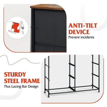 Dark Grey Chest Of Drawers With Wood Top For Bedroom Storage
