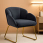 Flower Shape Velvet Armchair With Golden Legs Dark Gray