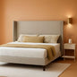 King Size Wingback Headboard Upholstered Bed Frame Khaki