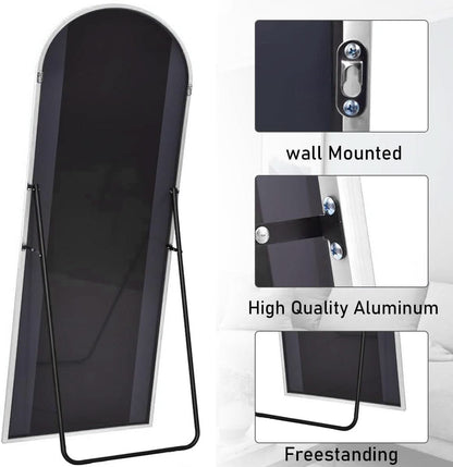 76x34 Arch Full Length Mirror Aluminum Frame For Bedroom
