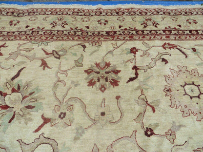 10' X 14' Vintage Hand Knotted Made Indian Agra Wool Rug Vegetable Dyes