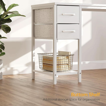 47 Inch White Ergonomic Executive Desk With Drawers