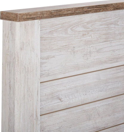 Queen Whitewash Farmhouse Panel Headboard for Chic Decor