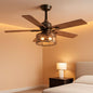 42 Inch Farmhouse Cage Ceiling Fan With Remote E26 Bulbs