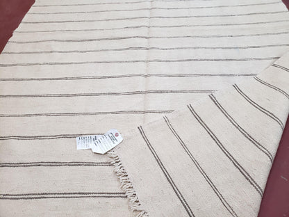 New Turkish Kilim Rug, Striped Area Rug, Southwestern Style, Off-white/Ivory Color, 5x8 Kilim Carpet, Hand-Knotted, Flatweave, Wool
