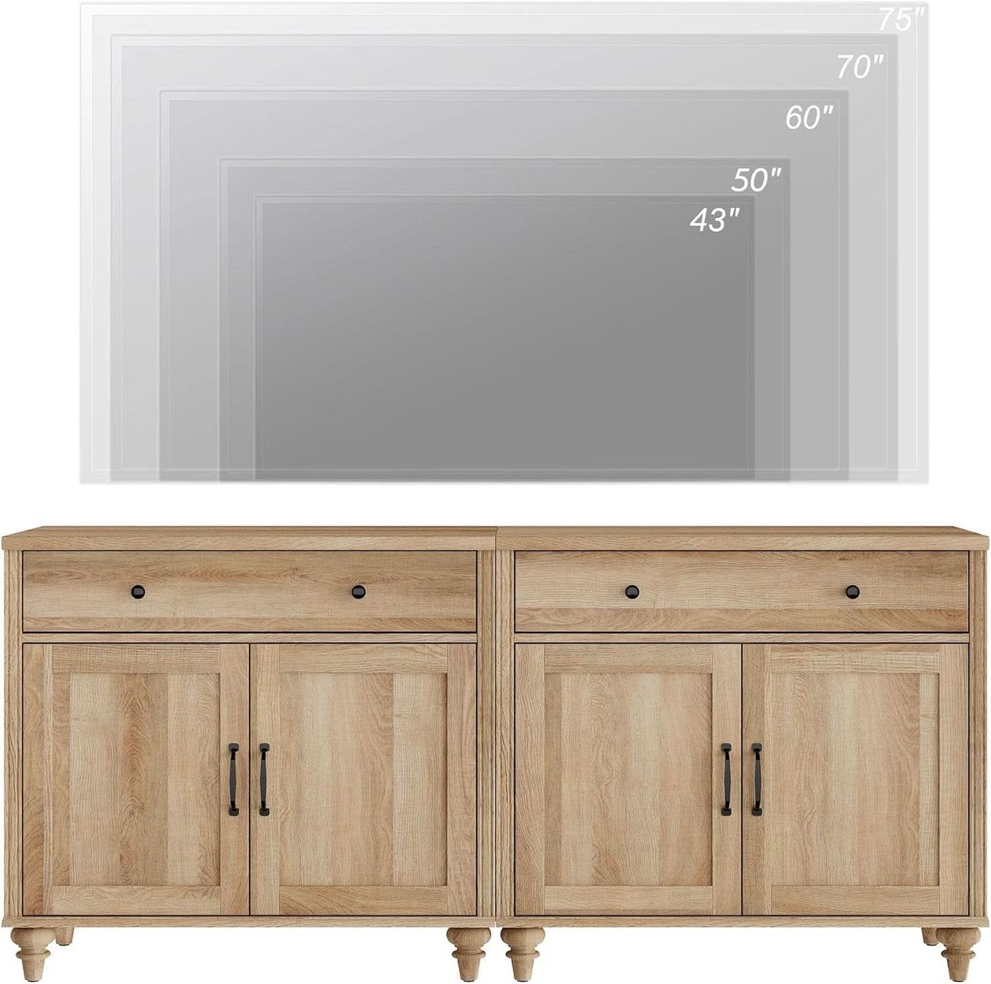 Oak Farmhouse Entertainment Center For TVs Up To 75 Inches
