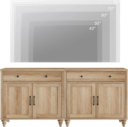 Oak Farmhouse Entertainment Center For TVs Up To 75 Inches