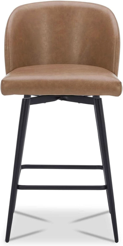 Counter Height Bar Stools 3 Saddle Brown 360 Degree Swivel