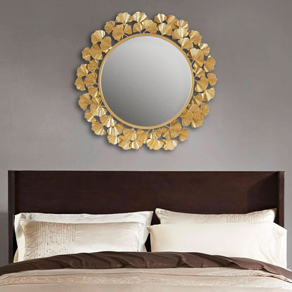 Round Wall Mirror 30.5 Inch Iron Eden Gold For Living Room