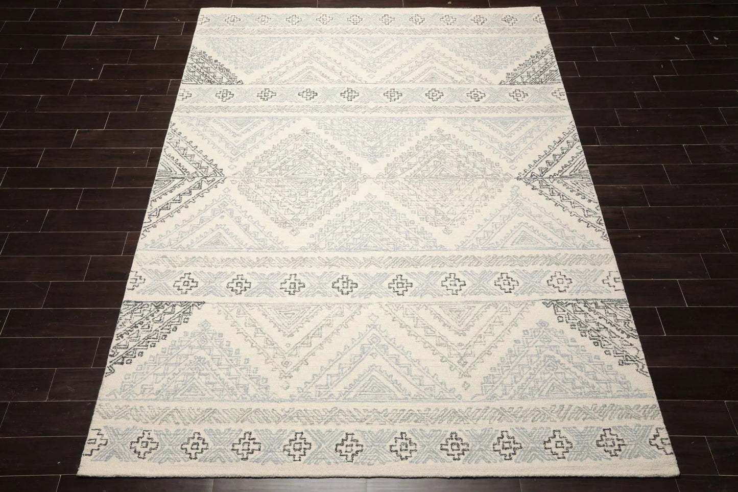 LoomBloom Multi Size Ivory Hand Tufted Transitional Geometric Wool Oriental Area Rug