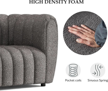 Charcoal Gray Vertical Channel Tufted 3 Piece Sofa Set