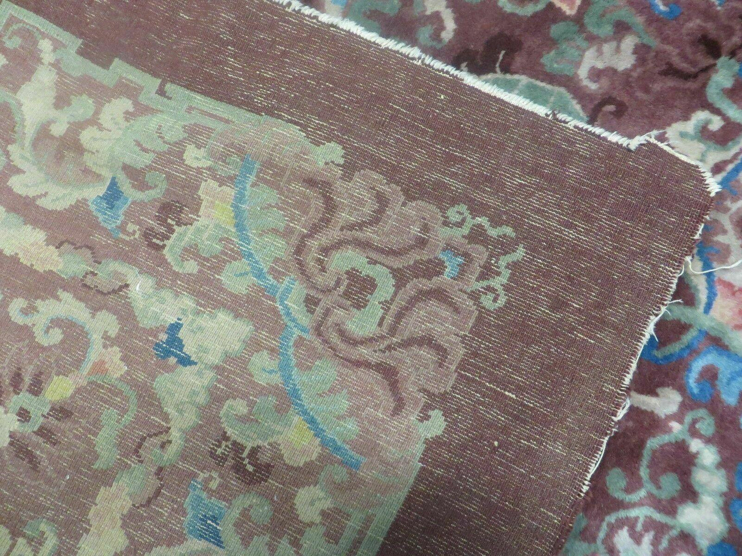 8' X 10' Vintage Handmade Chinese Art Deco Peking Nichols Wool Rug Flowers Nice