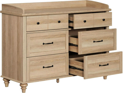 Oak Dresser With Six Deep Drawers Storage Unit For Bedroom