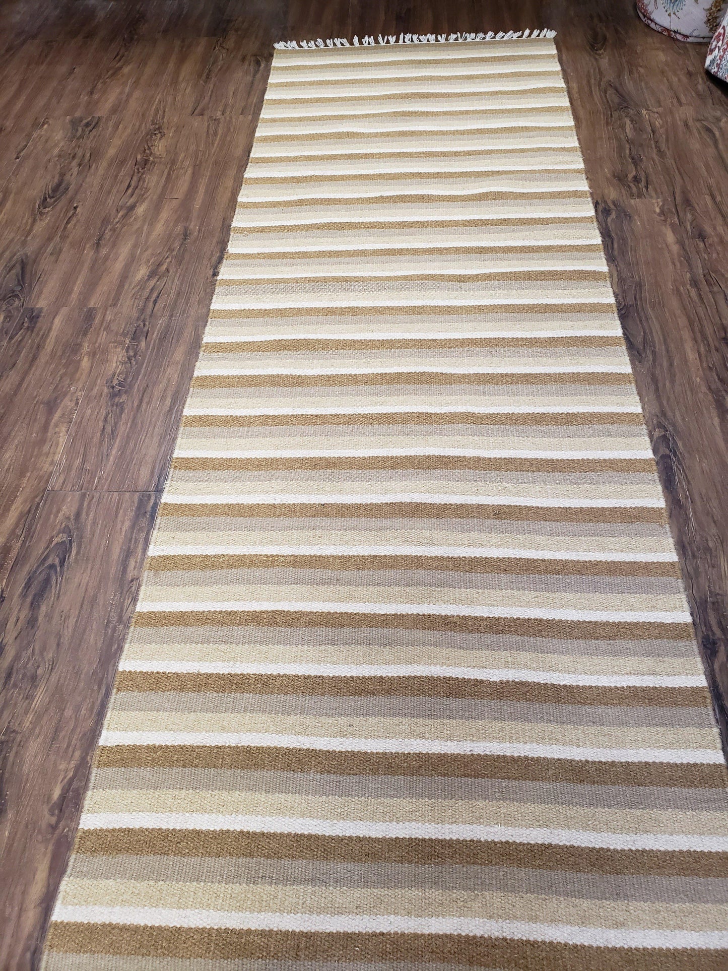Striped Runner Rug, Flatweave Runner Rug, Hallway Runner, 15 ft Carpet Runner for Hall, Earth Tone Colors, Handmade Hand Woven Farmhouse Rug