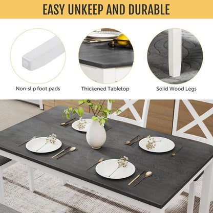 White Slate Grey Solid Wood Contemporary Dining Table Six Seater