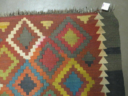 7' X10' Antique Afghan Kilim Handmade Flat Weave Wool Rug Vegy Organic Colorful
