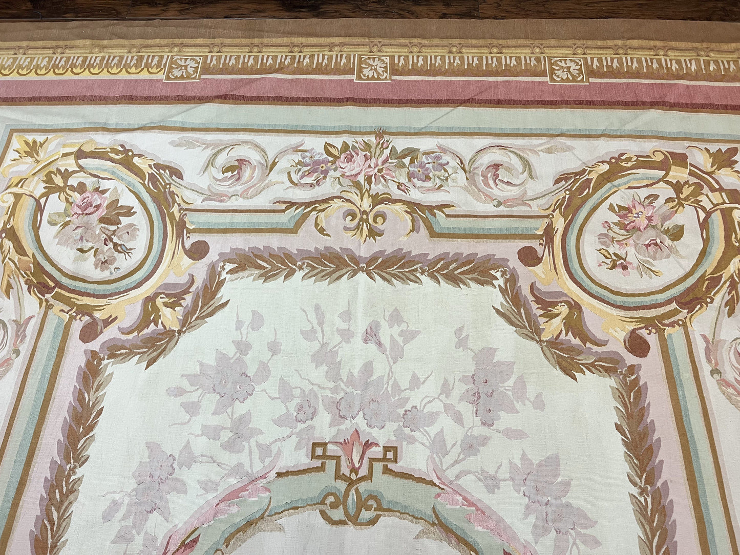 Large Aubusson Rug 11x15, Oversized Gallery Palace Size Flatweave Savonnerie Carpet 11 x 15 ft, Wool Handmade Vintage Elegant European
