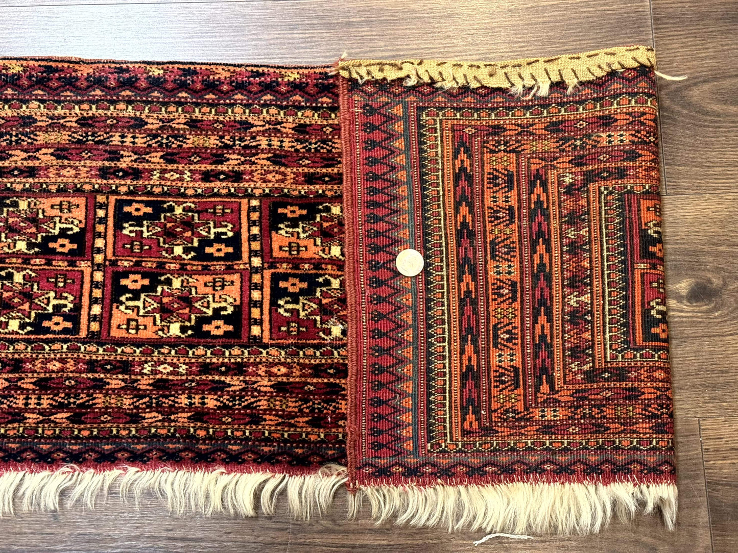 Antique Persian Turkoman Mafresh Rug 1x4, Wool, Tribal Collectible