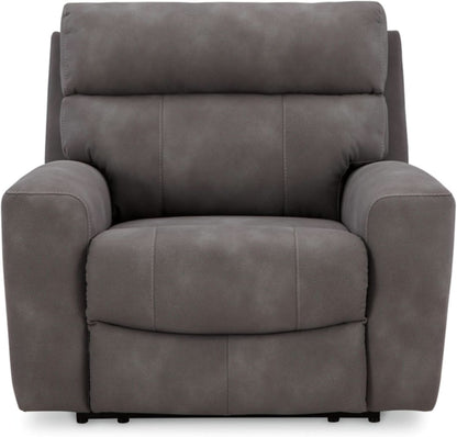 Dark Brown Faux Leather Wall Hugger Power Recliner Headrest