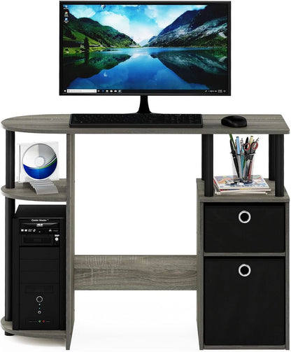 Jaya Simplistic Computer Desk CPU Shelf Oak Grey Black
