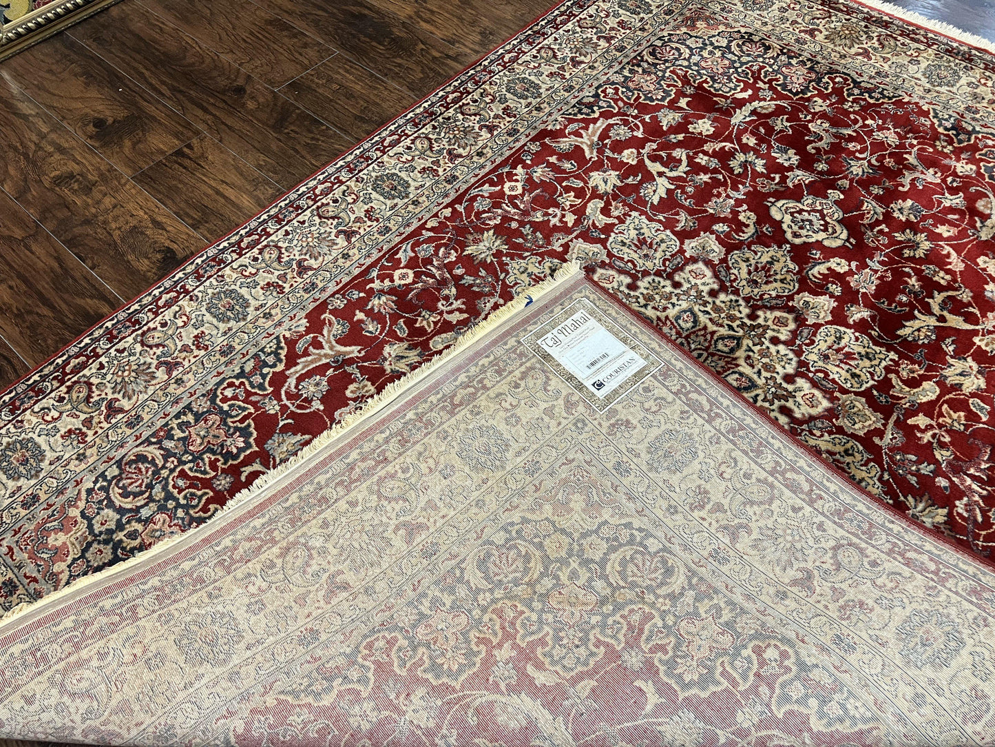 Couristan Rug 5.6 x 8, Floral Medallion, Dark Red Cream, Belgium Power Loomed Rug, Taj Mahal Rug, Vintage Oriental Wool Carpet