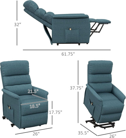Blue Power Lift Recliner Chair With Remote Control
