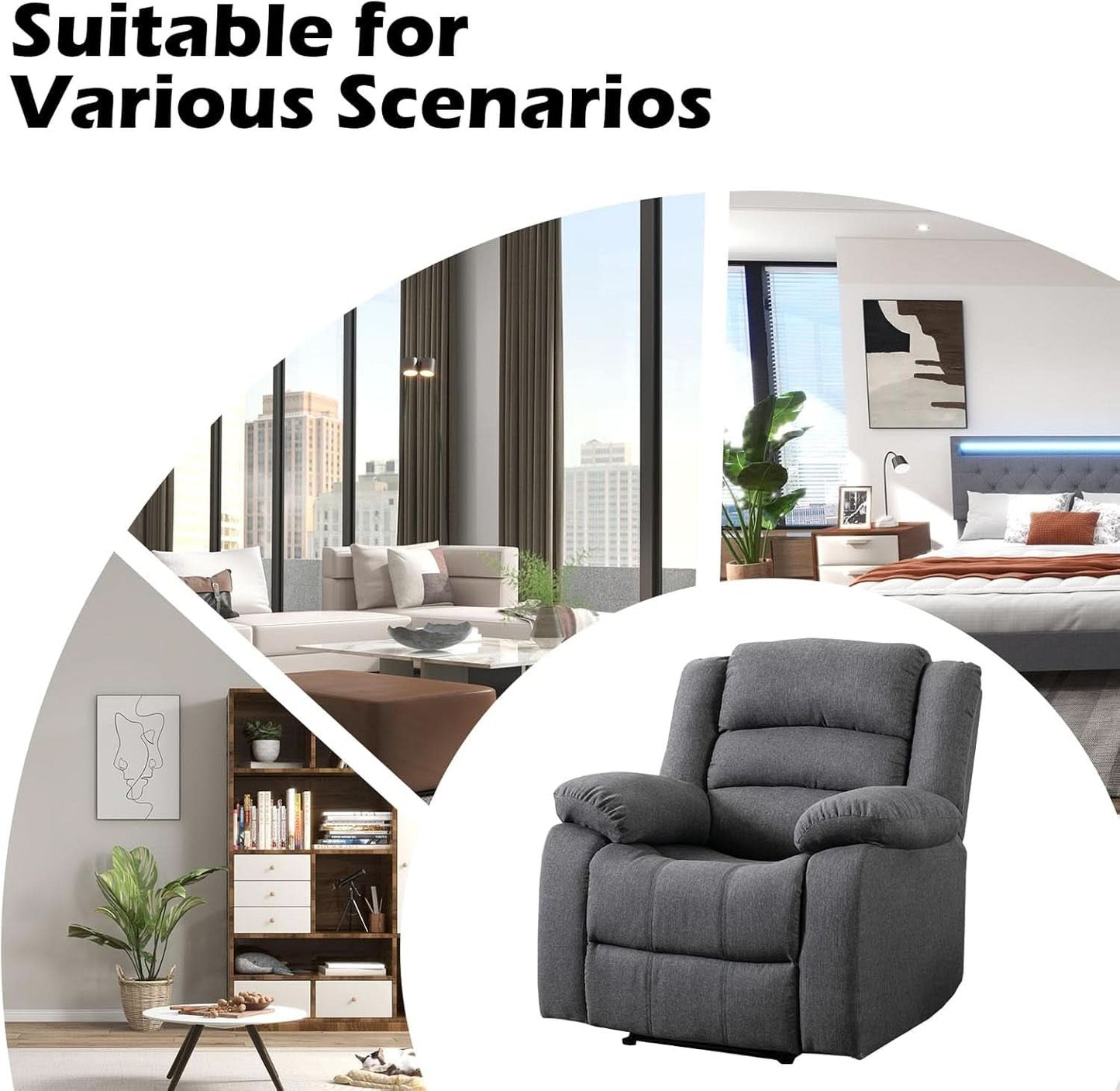 Oversized Grey Electric Recliner Chair For Living Room