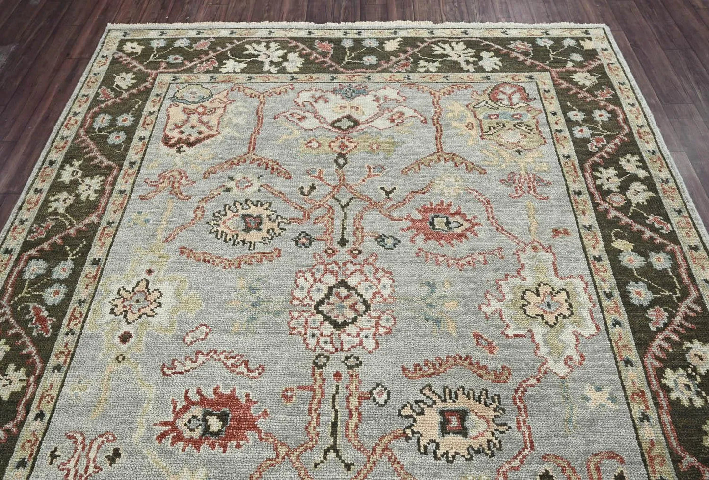 Multi Size Moss Hand Knotted Traditional Oushak Wool Oriental Area Rug