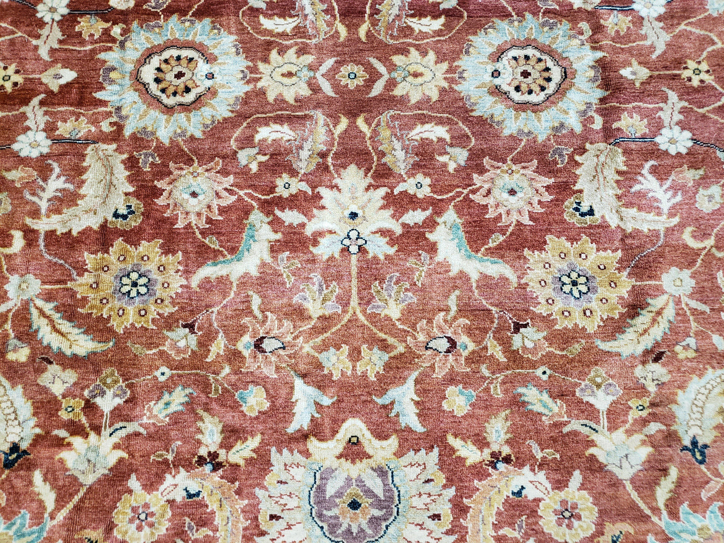 Safavieh Room Sized Rug 10x14, Wool Hand-Knotted Auburn Red & Light Gold Egyptian Mahal Oriental Carpet, 10 x 14 Large Living Room Rug