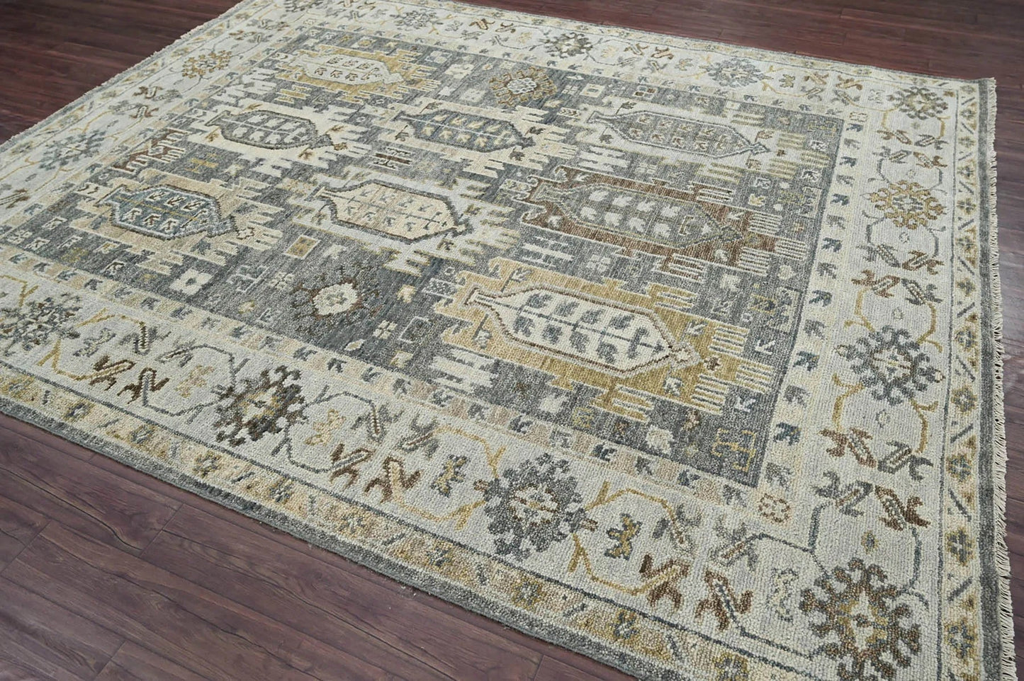 8x10 Gray LoomBloom Hand Knotted Arts & Crafts Oushak 100% Wool Oriental Area Rug
