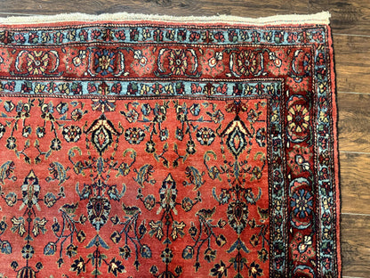 Antique Persian Tribal Rug 5 x 6.6, Tomato Red, Hamadan Angelas Rug