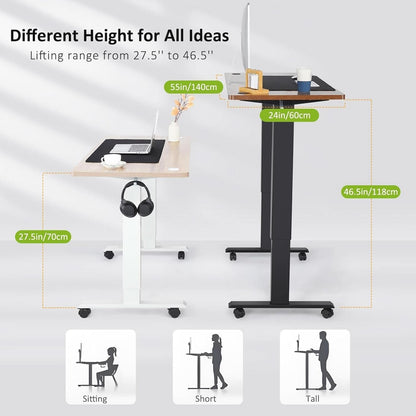 Electric Standing Desk 55x24 Inches Brown Height Adjustable