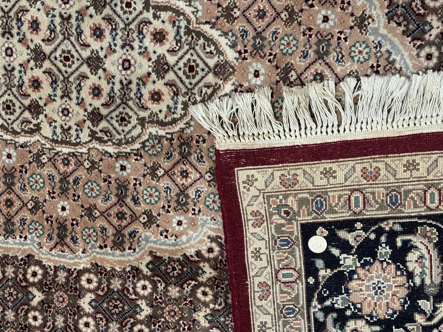 Sino Persian Rug 8x10, Herati, Elegant Oriental Carpet, Dark Maroon