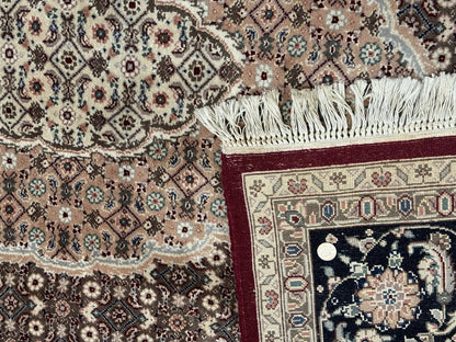 Sino Persian Rug 8x10, Herati, Elegant Oriental Carpet, Dark Maroon
