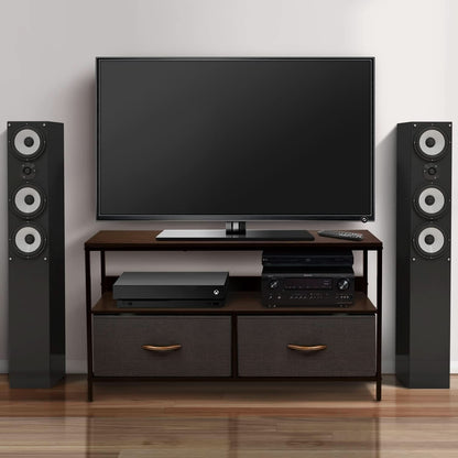 Dresser Style TV Stand With Two Drawers And Wood Top
