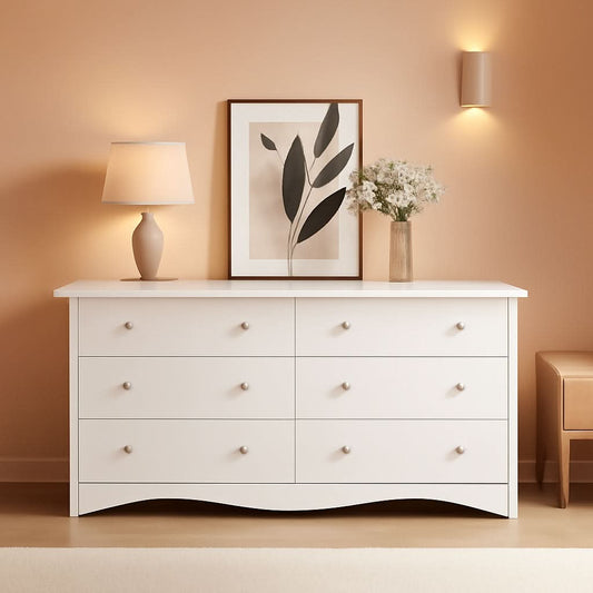 Eggshell WardrobeSystem Six Drawer Dresser With USB Type C Charging