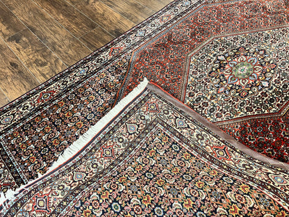 Persian Bidjar Rug 5x10, Wool Hand Knotted Vintage Carpet, Highly Detailed, Mahi Herati Pattern, 5 x 10 Oriental Rug