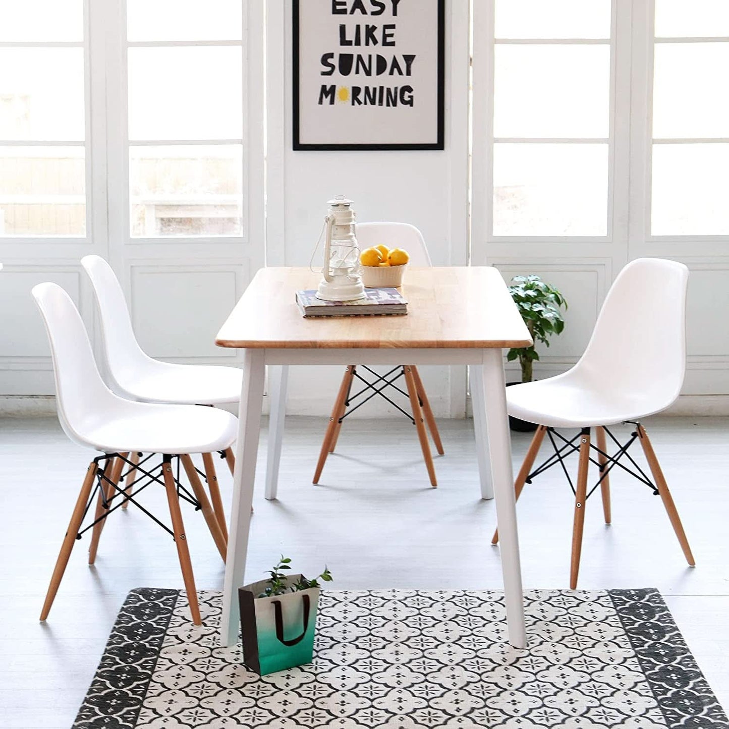 Mid Century Modern Solid Wood Rectangular Dining Table